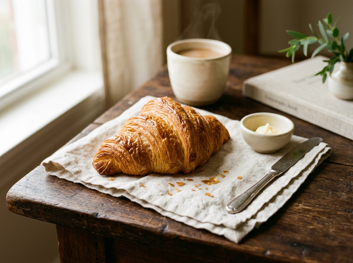 Freshly baked butter croissant
